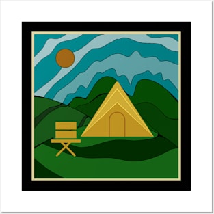 Camping Adventure Funny Tent Sunset Artsy Posters and Art